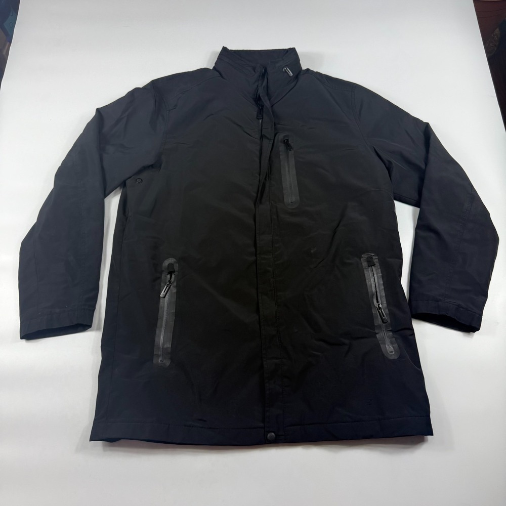 Tumi Tech Insulation Travel Jacket Mens Medium Black Lined Soft Shell Full Zip